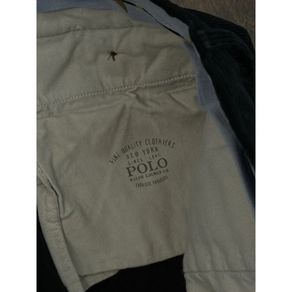 Polo Ralph Lauren Mens Black Corduroy Stretch Classic Fit Pants 40X30 Flat Front